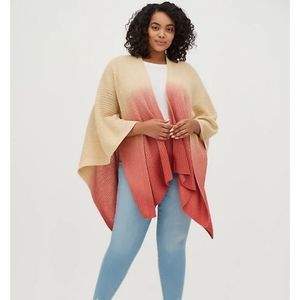 Torrid Knit Tricolor Dip Dye Ruana Poncho